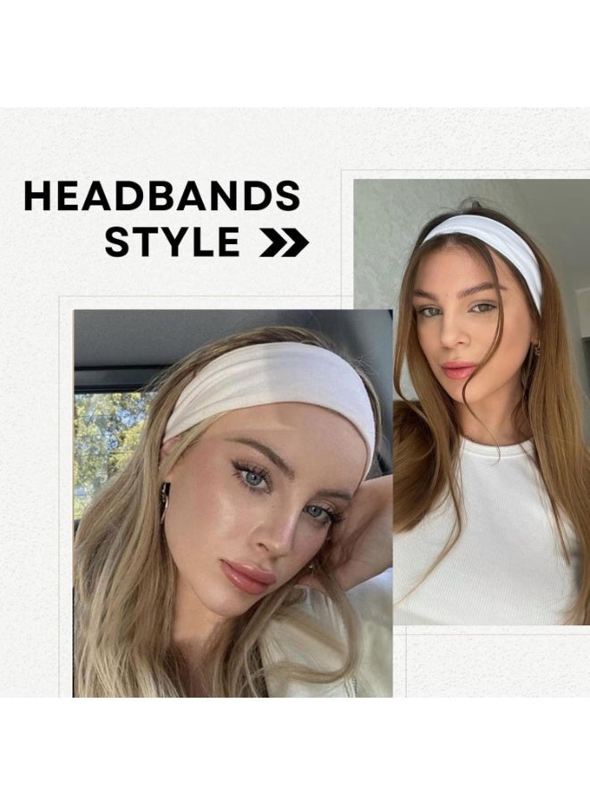 بندانات شعر طقم 3 قطع – أسود، أبيض ونبيتي، قماش ناعم ومرن، مثالية لليوجا والجري والرياضة - Image 4